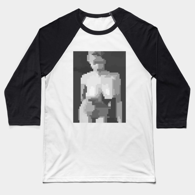 Pixel Art (black and white retro woman) Baseball T-Shirt by Dmitry_Buldakov